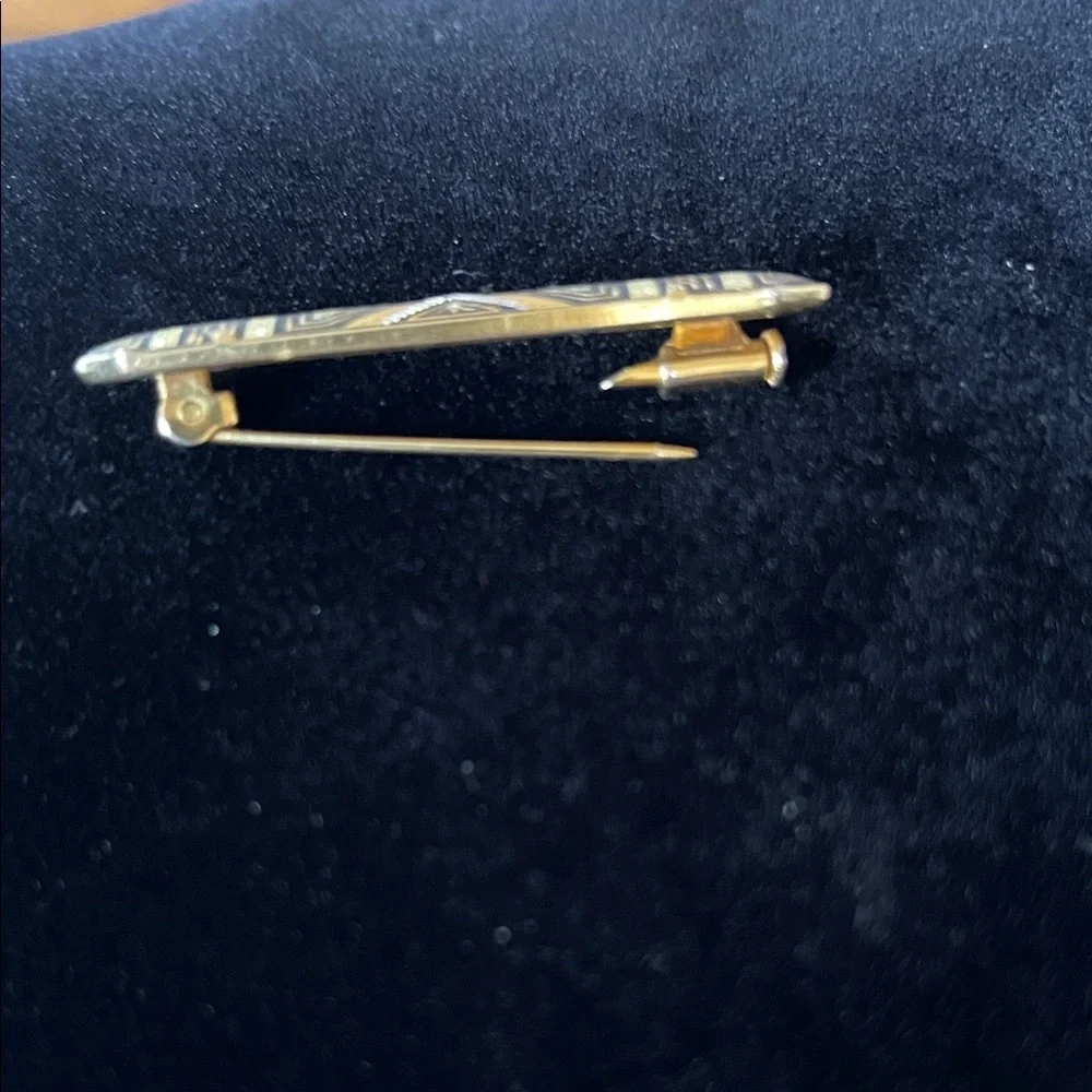 Geometric Gold and Black Brooch Toledano